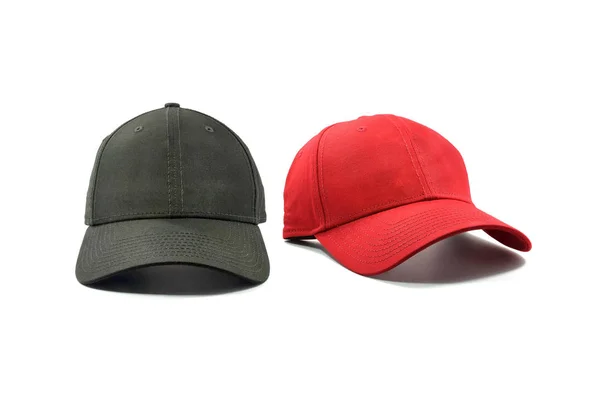 黑色和红色时尚和棒球帽查出在白色背景 — 图库照片