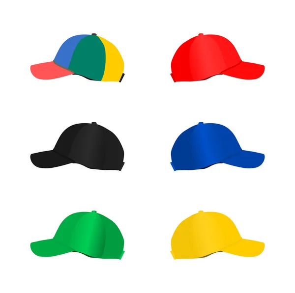 Collection Fashion Baseball Cap Isolated White Background Illustration Vector Design — Stock Vector