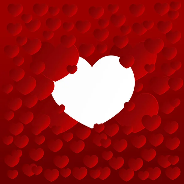 Vektor Illustration Grafik Design Süße Valentinskarte Durch Große Weiße Herzform — Stockvektor