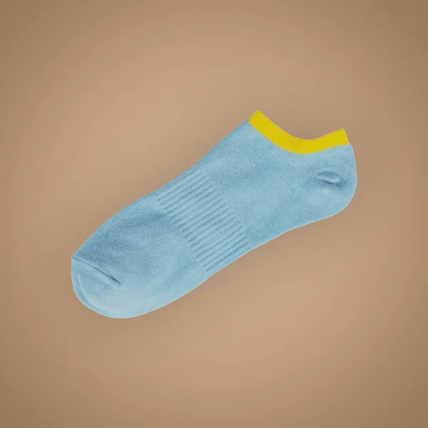 Blue Short Sport Sock Isolated Beautiful Pastel Color Background Clipping — Stock Photo, Image