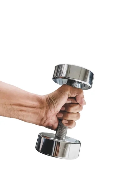 Men hand holding a dumbbell isolated — Stock Photo, Image