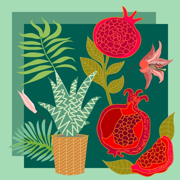 亜熱帯の庭。ヴィンテージのテキスタイル コレクション. — ストックベクタ