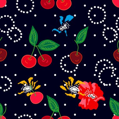 Cherrie siyah arka plan üzerine. 