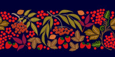 Vintage motifleri tarafından Rus Halk sanat ilham ile soyut çiçek süsler. Siyah arka plan üzerine.