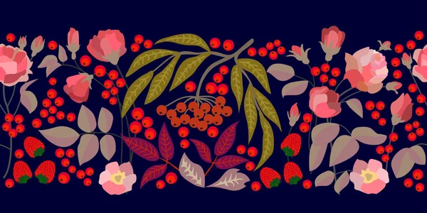 Rowan, çilek ve yaprakları geniş kenarlıklı.