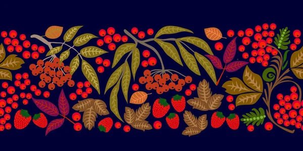 Vintage motifleri tarafından Rus Halk sanat ilham ile soyut çiçek süsler. Siyah arka plan üzerine.