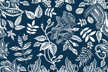 Mavi ve beyaz geniş baskı.