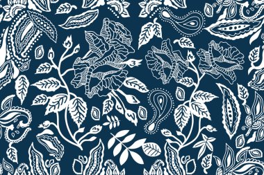 Mavi ve beyaz geniş baskı.