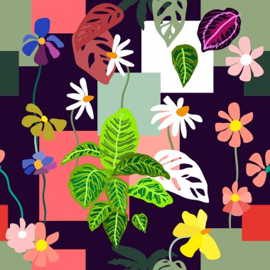 Botanik motifleri ile geometrik Yazdır.