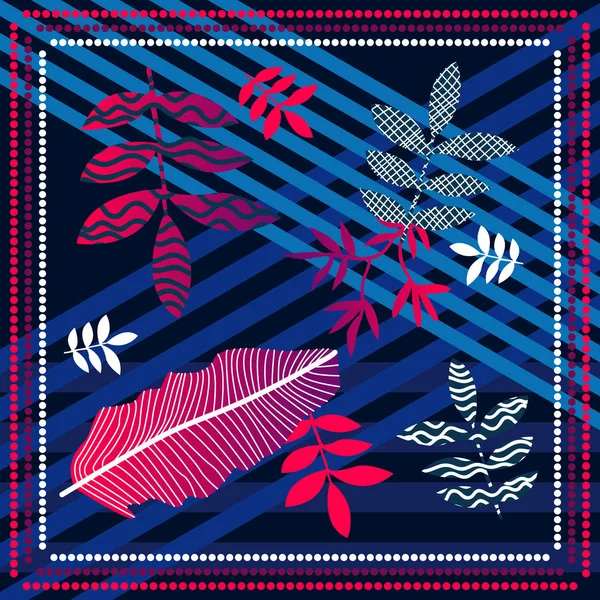 Imprimé rayé avec motifs tropicaux . — Image vectorielle