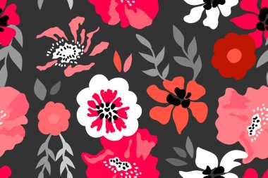 Kırmızı, pembe ve gri çiçek kompozisyon. 