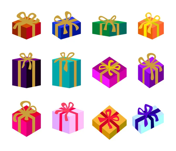 stock vector Set of 3D Christmas boxes.