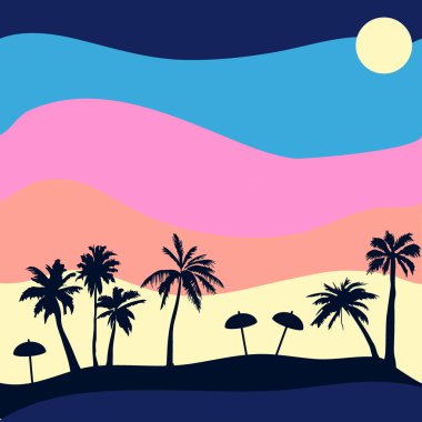 Sahilde gün batımı.