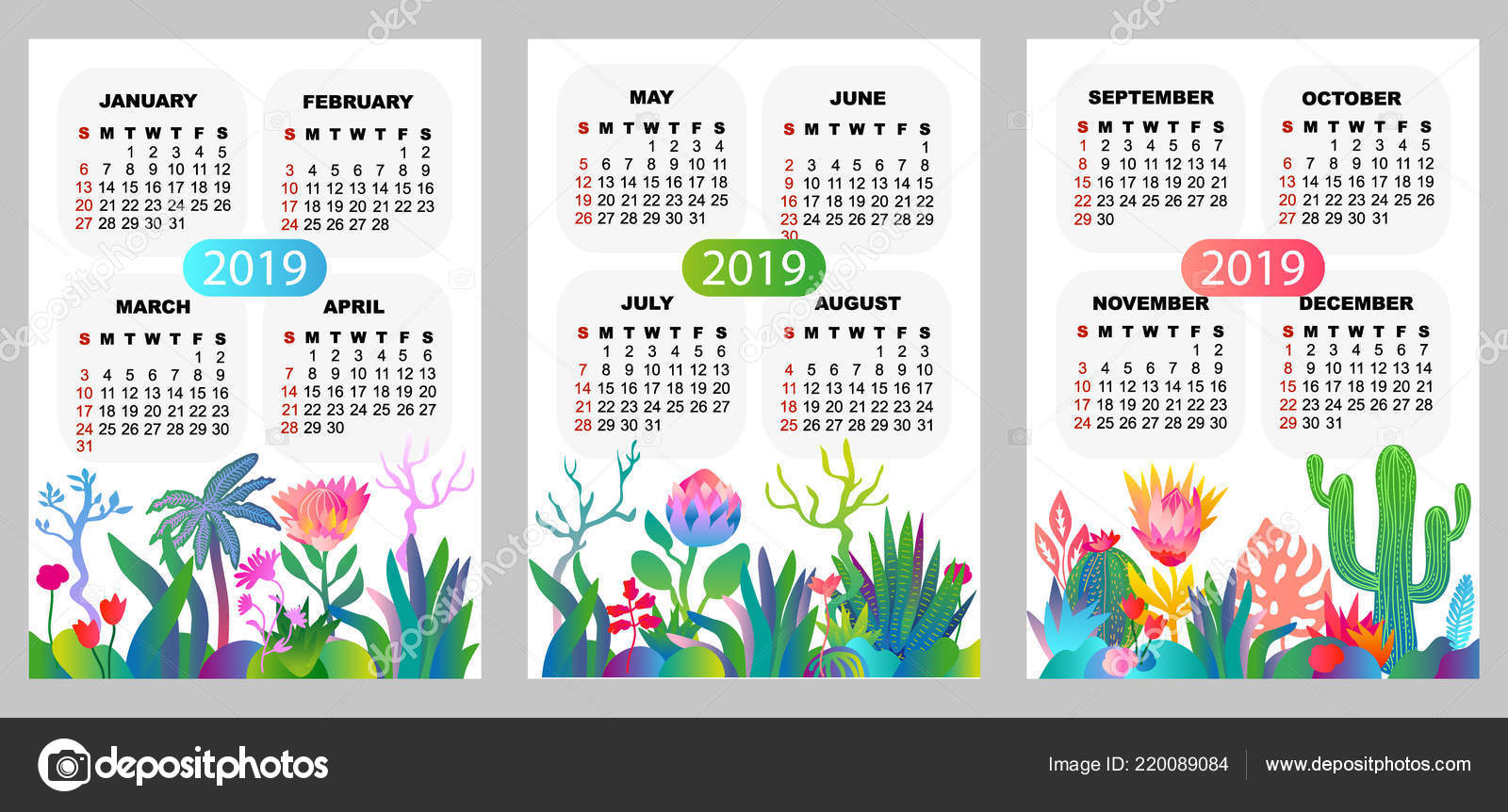 2019 Quarter Calendar Stock Vector C Svetlanakononova 220089084 calendario 22008