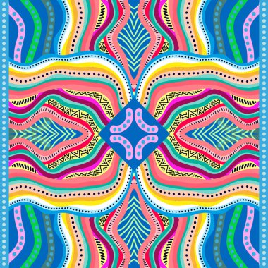 Etnik motiflerle ipek eşarp.