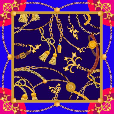 Barok motifleri ile ipek eşarp. 