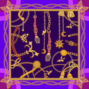 Türk motifleri ile ipek eşarp.