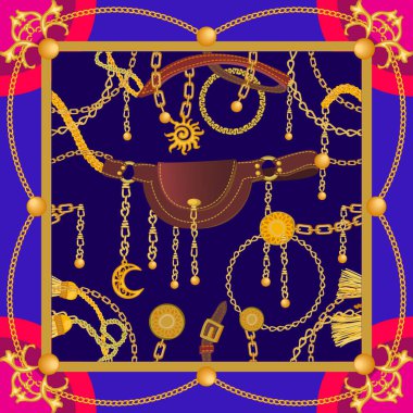 Türk motifleri ile ipek eşarp.