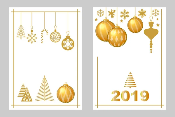 Set of realistic Christmas greeting card. — Stock Vector