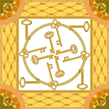 Anahtarları ve halatlar ile ipek eşarp.