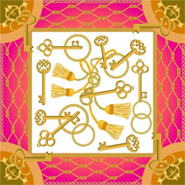 Anahtarları ve halatlar ile ipek eşarp.