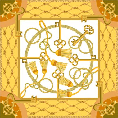 Anahtarları ve halatlar ile ipek eşarp.