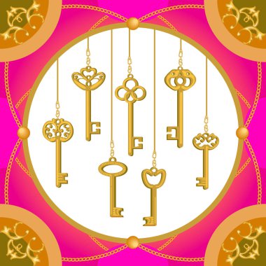 Altın tuşları ile ipek eşarp.