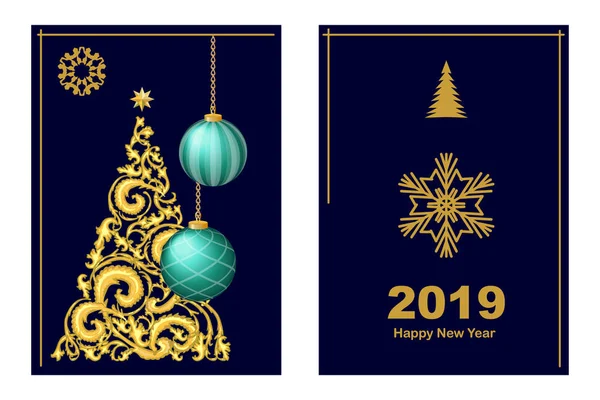 Minimal New Year cards set. — Stock Vector