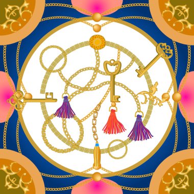 Barok sanat motifleri ile ipek eşarp.