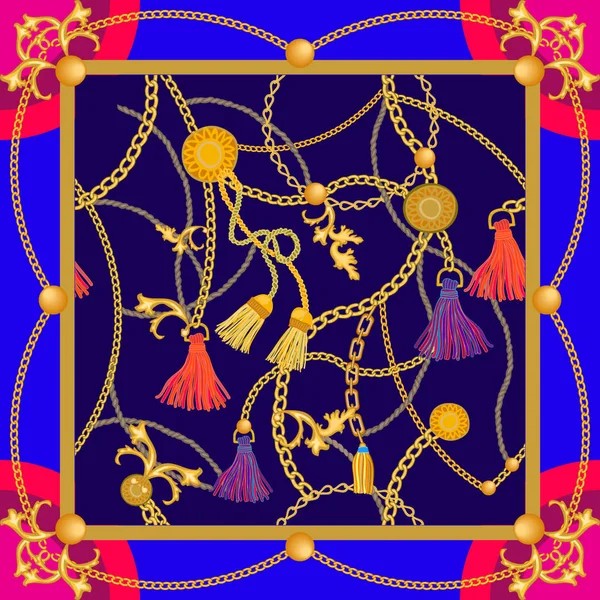 Silk scarf with baroque art motifs. — Stock Vector