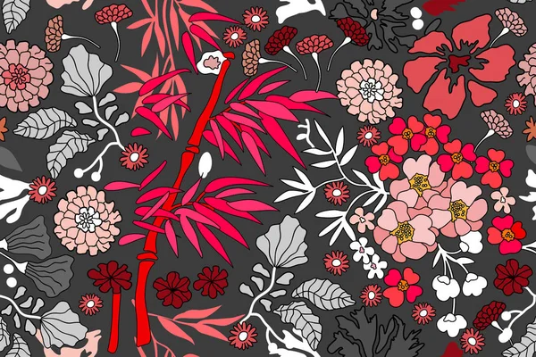Japanese style botanical print. — Stock Vector