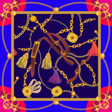 Barok tarzı motiflerle ipek eşarp. 