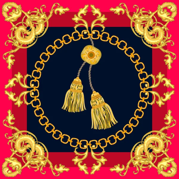 Foulard en soie avec motifs de style baroque . — Image vectorielle