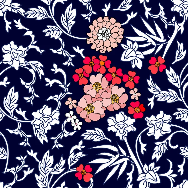 Ornement bleu et blanc de style chinois . — Image vectorielle