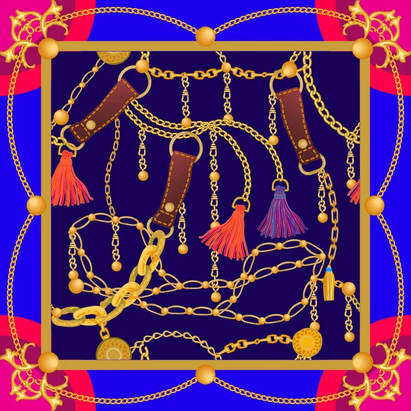 Zengin Barok motifleri ile ipek eşarp.