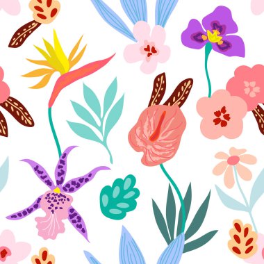 renkli tropikal Bahçe. 