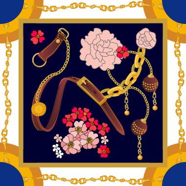 Oryantal motiflerle ipek eşarp.