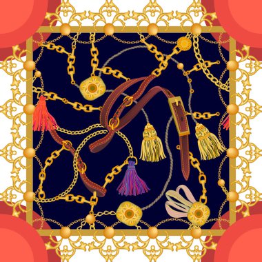 Barok motif ve modaya uygun renk paleti ile eşarp.