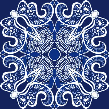 Etnik öğelerle ipek eşarp. 