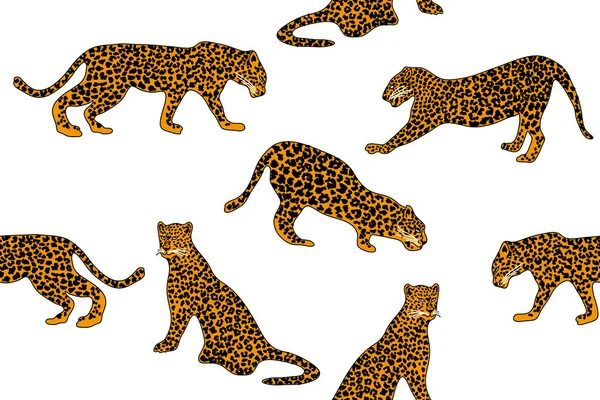 Estampado de moda con leopardos . — Vector de stock
