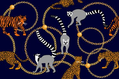 Lemurlar, leopar ve kaplan ile yazdırma. 