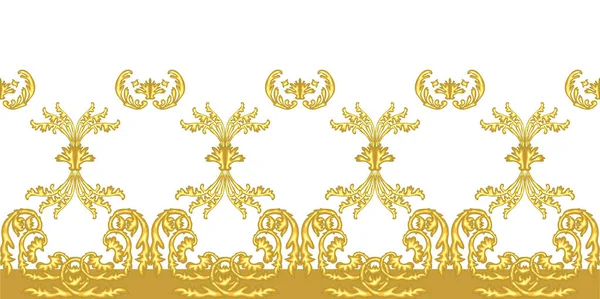 Borda floral dourada com motivos barrocos . — Vetor de Stock