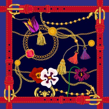 Moda elemanları ile ipek eşarp. 