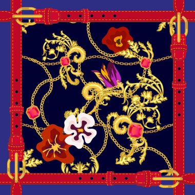 Moda elemanları ile ipek eşarp. 