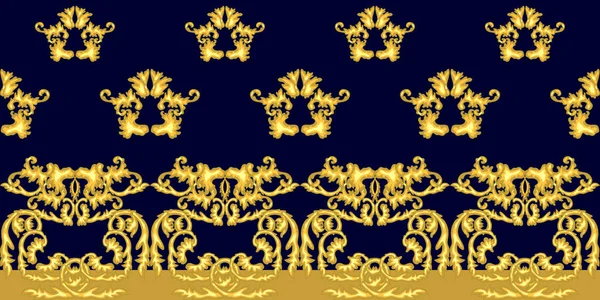 Ornamento damasco dorato con motivi barocchi . — Vettoriale Stock