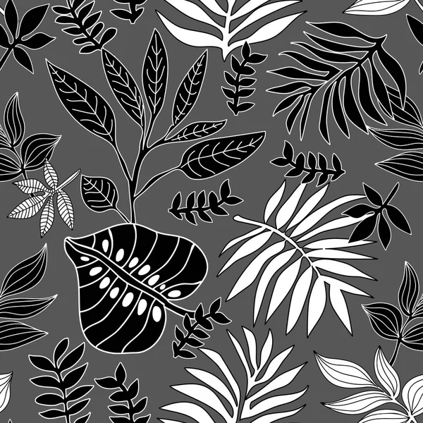 Impressão tropical em preto e branco . — Vetor de Stock