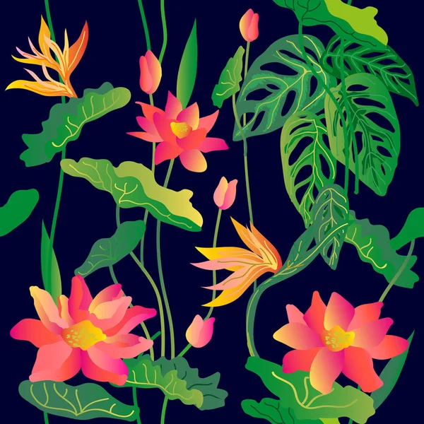 Flores de loto florecientes . — Vector de stock