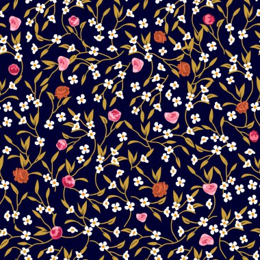 Küçük kır çiçekleri ile çiçek baskı.