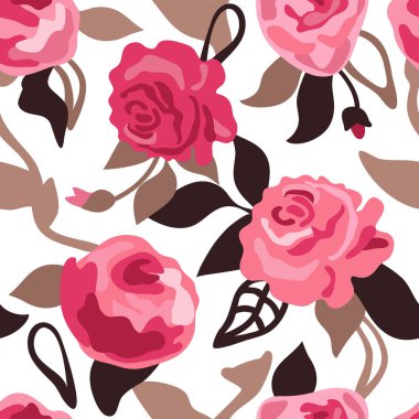 Büyük güller ile soyut desen.