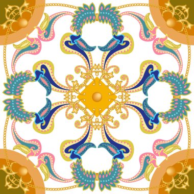 Paisley elemanları ile ipek eşarp. 
